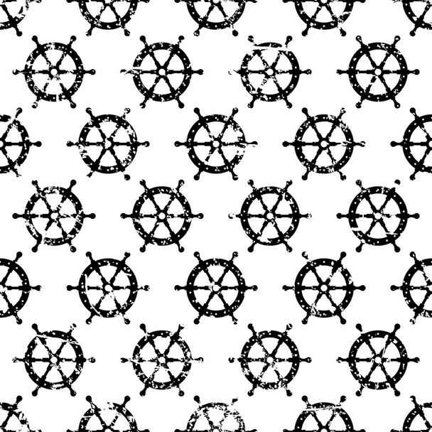 Hand drawn vector seamless pattern with black steering wheel iso - Vektori, kuva