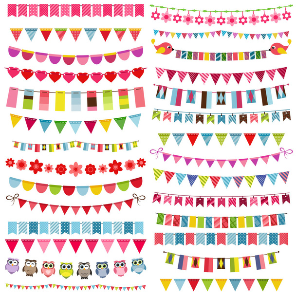 Colorful flags, bunting and garland set - Vettoriali, immagini