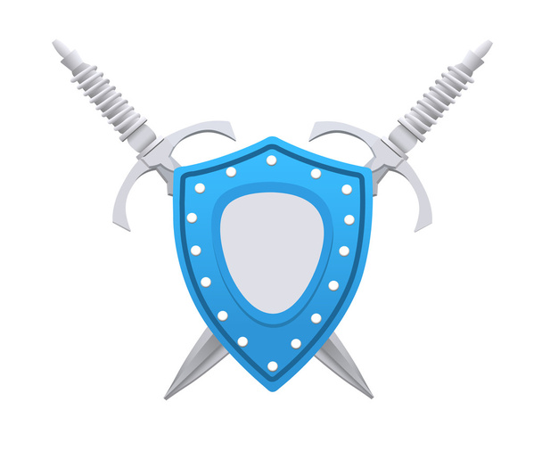 Escudo de estilo 3D con espadas
 - Vector, Imagen