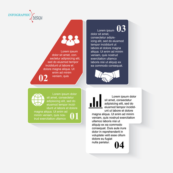 Number 4 business project or presentation with segments. Vector  - Wektor, obraz