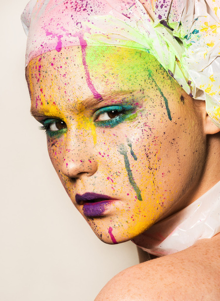 Woman with colorful makeup - Foto, Imagem