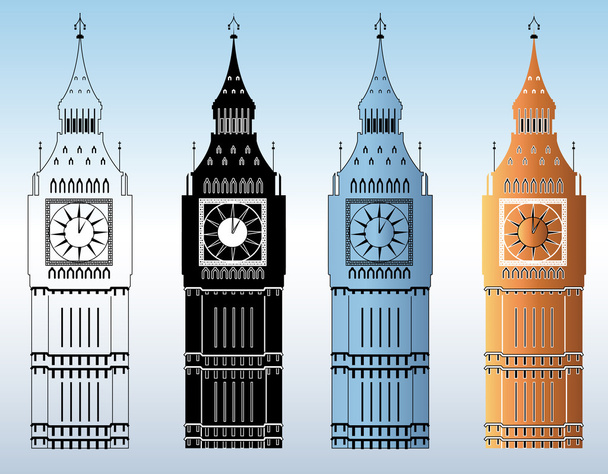 Big Ben Tower Silhouettes - Vector, Image