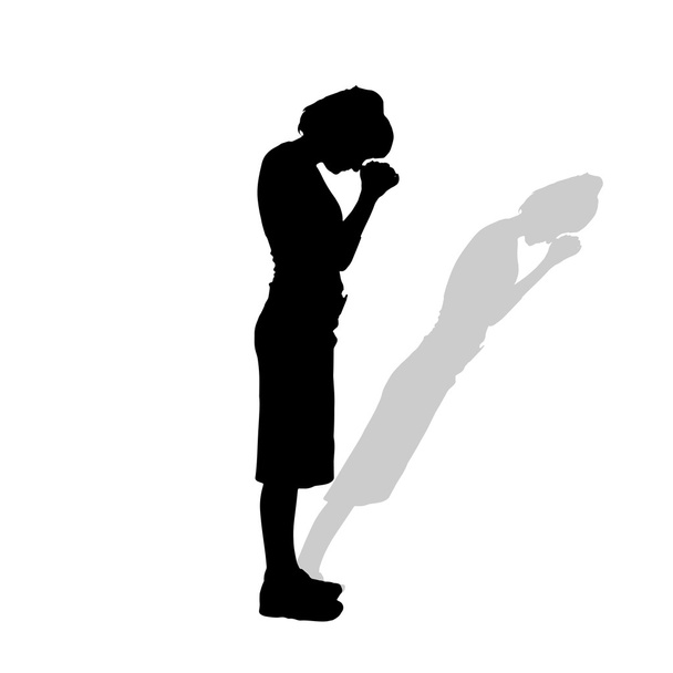 Силуэт женщины, молящейся
 - Вектор,изображение