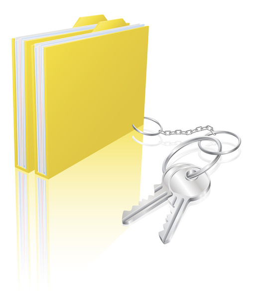 bilgisayar dosyası anahtar güvenlik kavramı belge - Vektör, Görsel