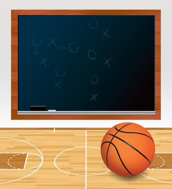 Basketball Chalkboard on Court Illustration - Vector, Image