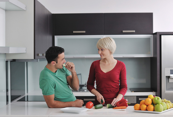 Young couple have fun in modern kitchen - Photo, image