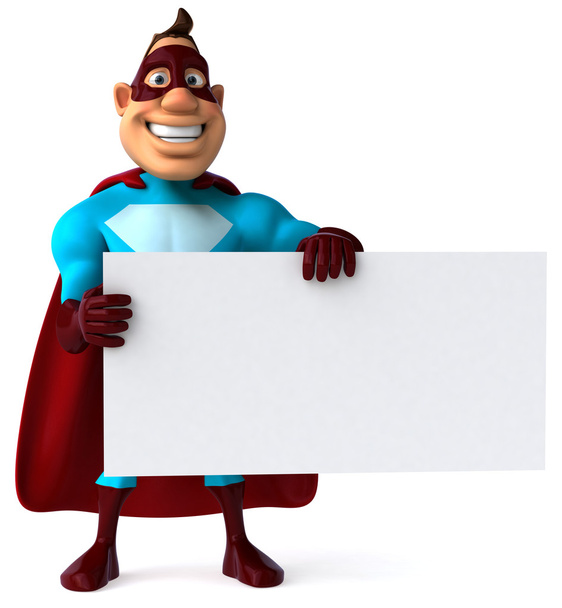 Superhero with business card - Zdjęcie, obraz
