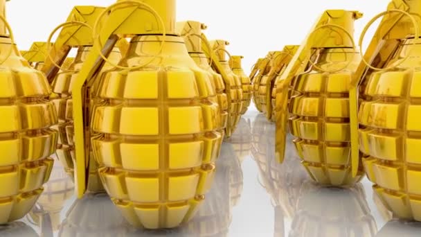 Abstracte hand granaten in goud kleur op wit - Video