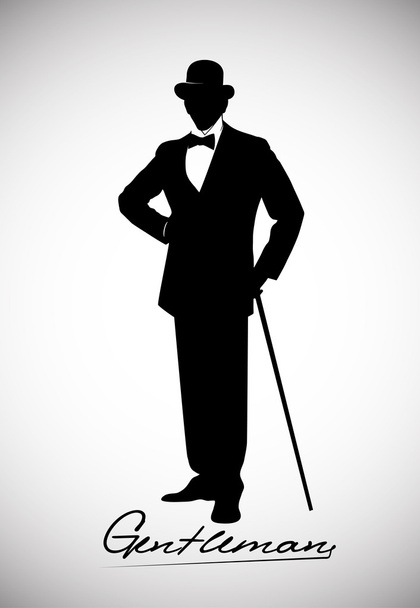 silhouette of a gentleman in a tuxedo - Vector, Image