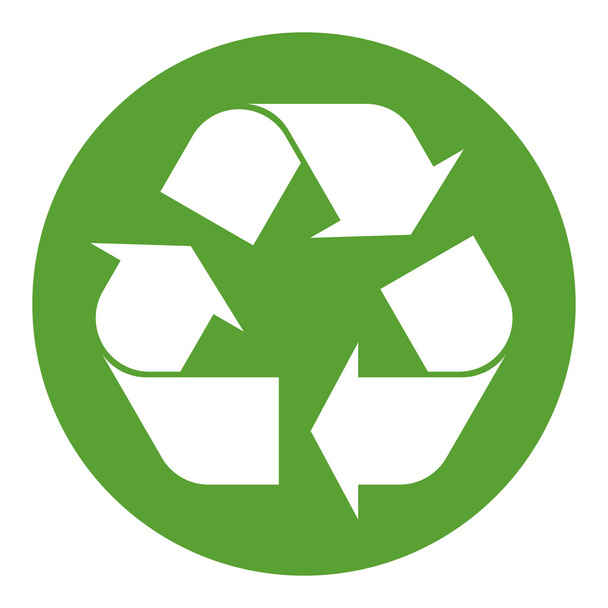 Símbolo de reciclagem branco sobre verde
 - Vetor, Imagem