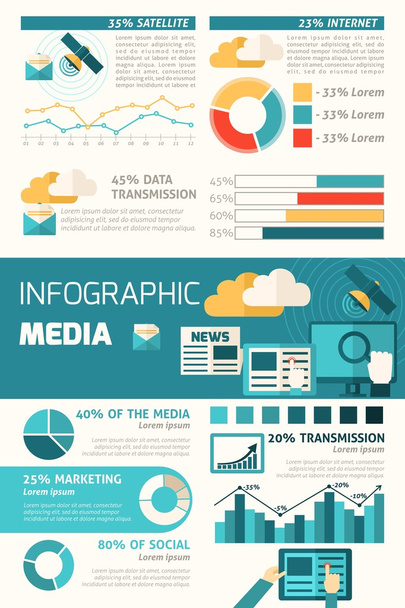 sada médií infographic - Vektor, obrázek