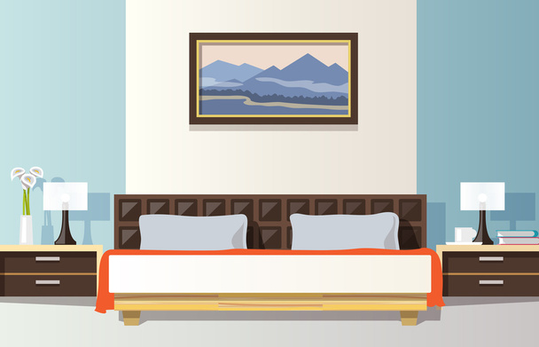 Bedroom Flat Illustration - Vector, Image