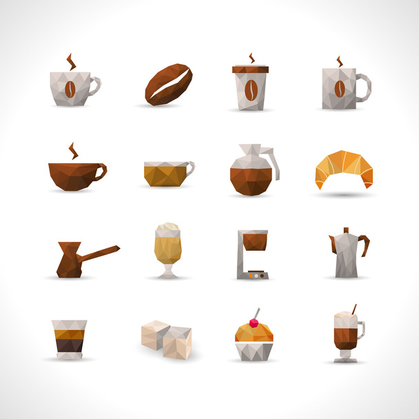 Polygonal Coffee Icons Set - ベクター画像