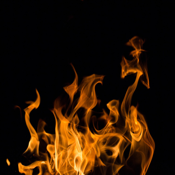 Ярко-красная и оранжевая фактура реального огня на черном фоне
 - Фото, изображение