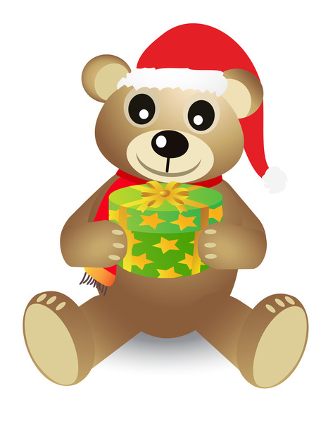 Christmas bear holding gift box - ベクター画像