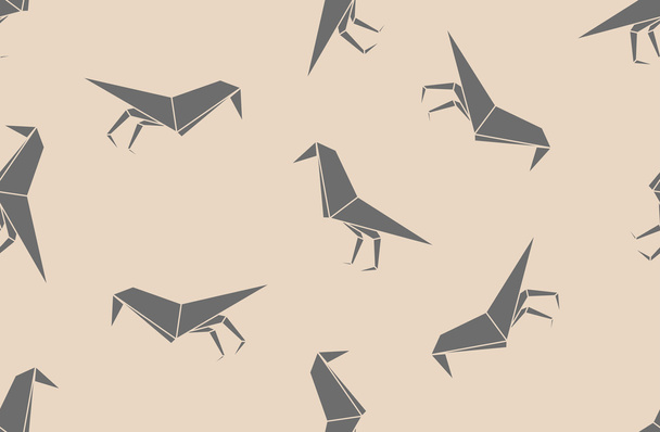 Japanese origami black bird seamless pattern - Vector, imagen