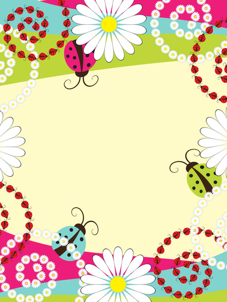 Invitation card with ladybirds - Vettoriali, immagini