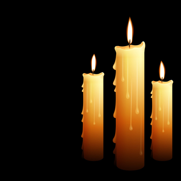 Belas velas brilhantes com cera derretida
 - Vetor, Imagem