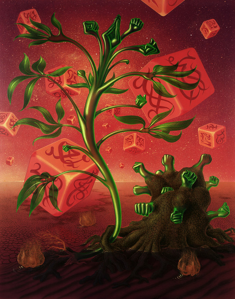 Сюрреалістична картина з кістками і рослинами
 - Фото, зображення