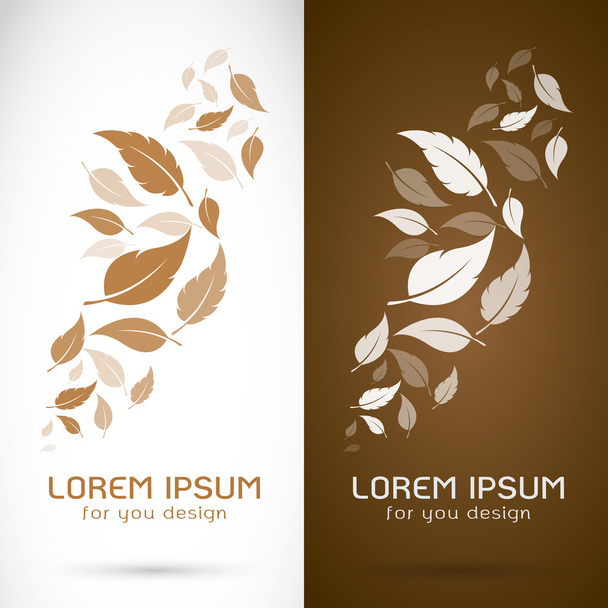 Image vectorielle d'un dessin de feuilles sur fond blanc et brun b
 - Vecteur, image