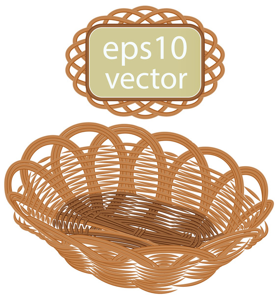 Brown vector wicker basket handmade - Διάνυσμα, εικόνα
