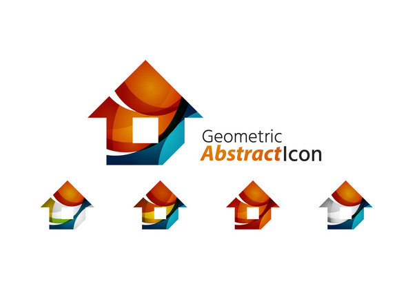Set of abstract geometric company logo home, - Vector, Image