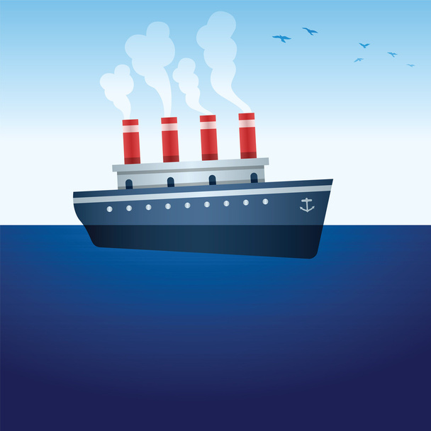 Steamship - Vector, Image