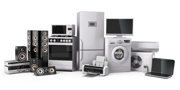 Home appliances. Gas cooker, tv cinema, refrigerator air conditi - Fotó, kép