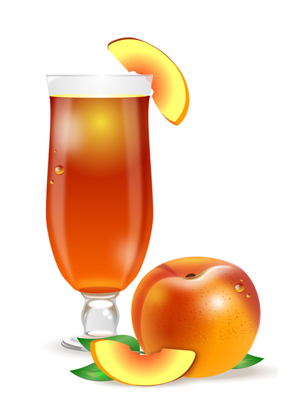 peach juice in glass on white background - Vector, Image