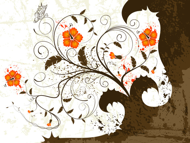 Grunge flower background - Vecteur, image