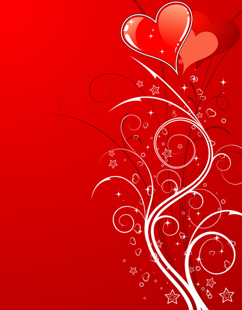 Valentines Day background with hearts and flowers - Vector, afbeelding