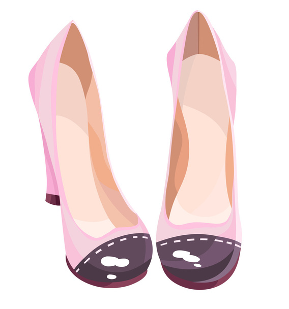 Cute pink high-heeled shoes with contrasting sox - Διάνυσμα, εικόνα