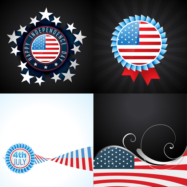 conjunto criativo de design bandeira americana de 4 de julho independência da
 - Vetor, Imagem