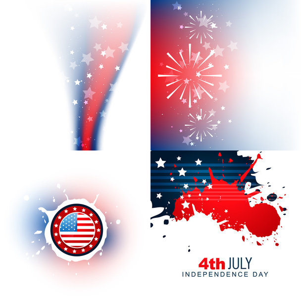 stylish set of 4th july independence day background  - Vector, Image