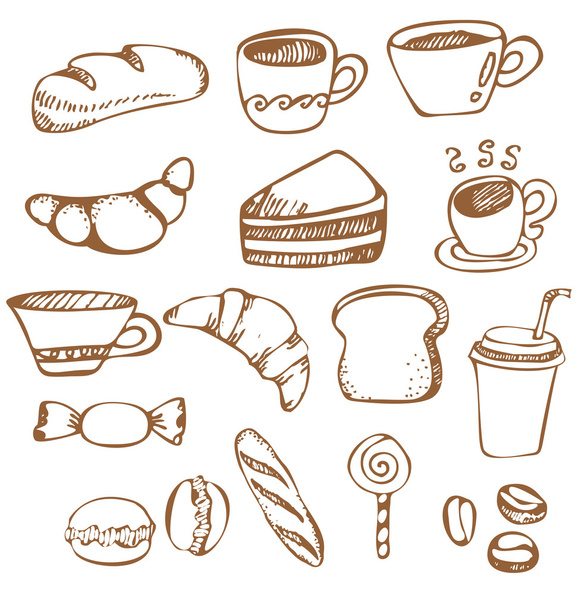 coffee and bread - Vektor, obrázek