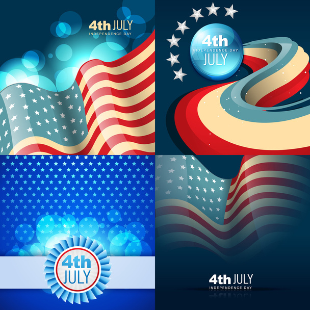 set of 4th july american independence day background  - Wektor, obraz