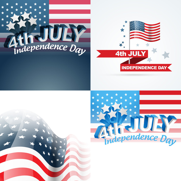 vector set of abstract background of american independence day - Vettoriali, immagini