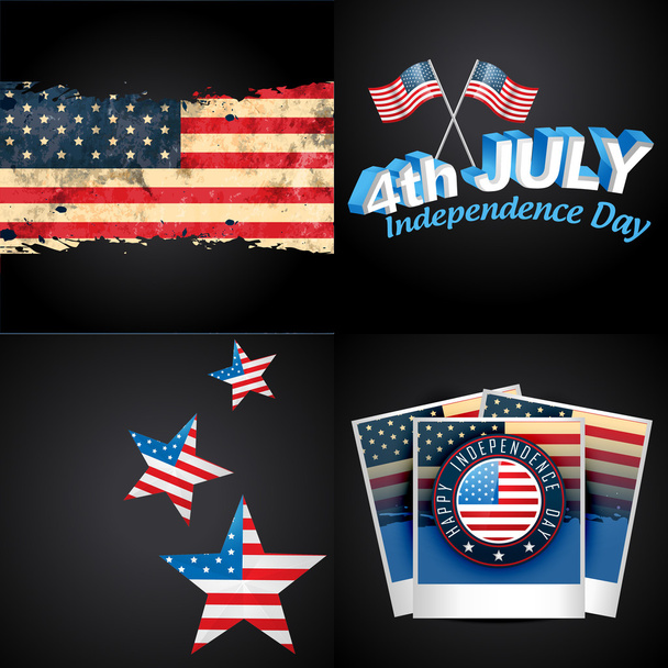set of 4th july american independence day background illustratio - Vetor, Imagem