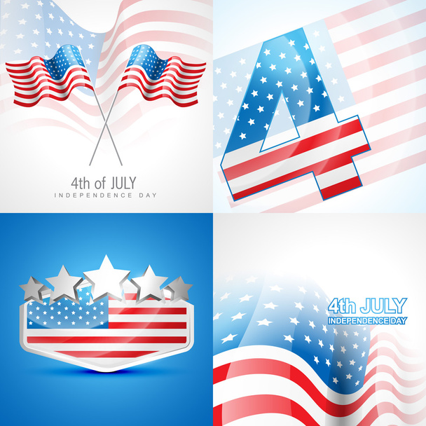 creative set of american independence day background illustratio - Vektör, Görsel