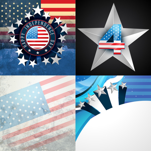 stylish set of american independence day background  - Vector, Image