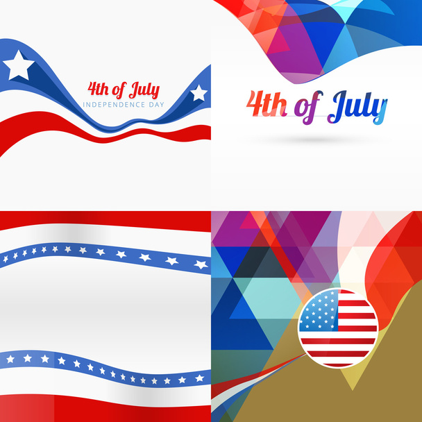 стильный набор День независимости США фон
 - Вектор,изображение