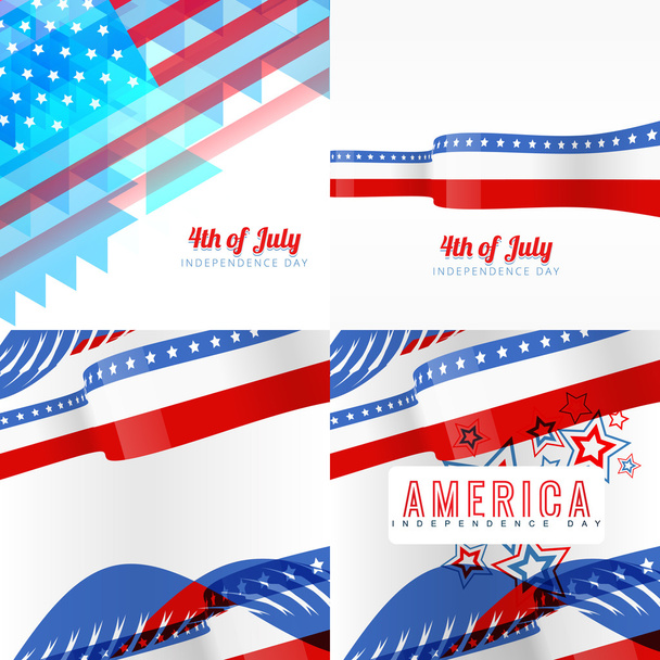 creative set of american independence day background  - Вектор, зображення