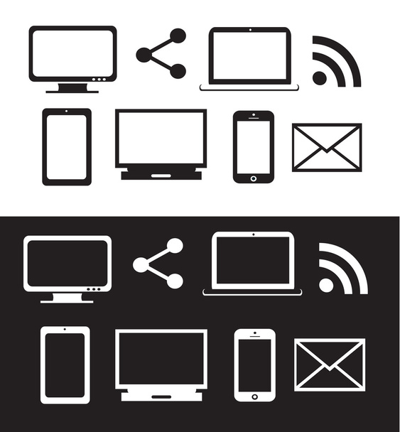 Digital devices vector black and white - Vektor, obrázek