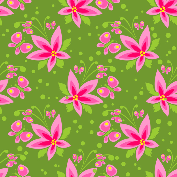 green floral seamless pattern - Vektör, Görsel