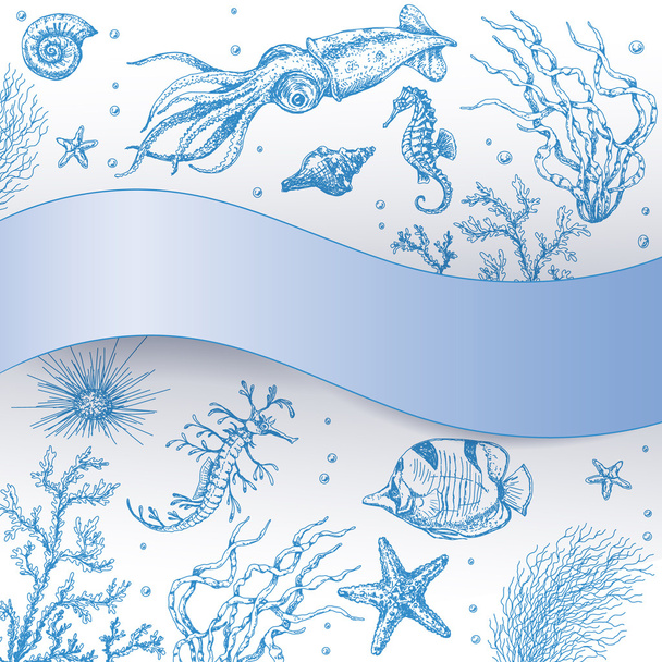 Underwater Sketch  Background - Vettoriali, immagini