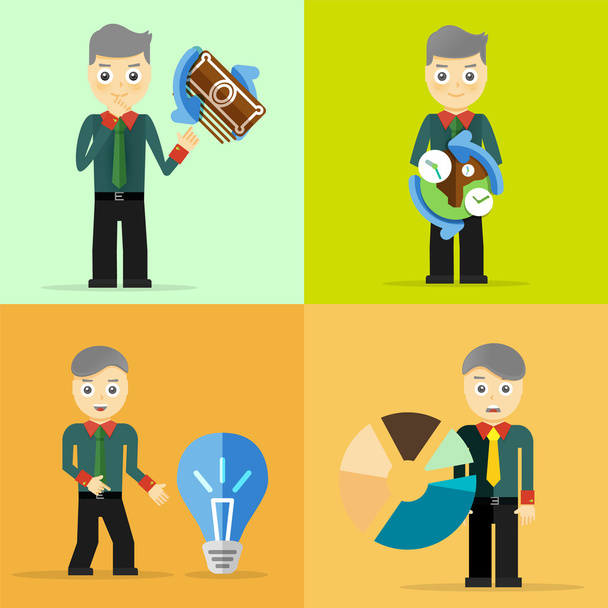 Set of businessmen pose character - Vector, Image