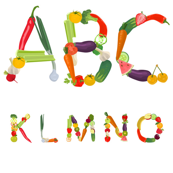 Alfabeto fatto di frutta e verdura
 - Vettoriali, immagini