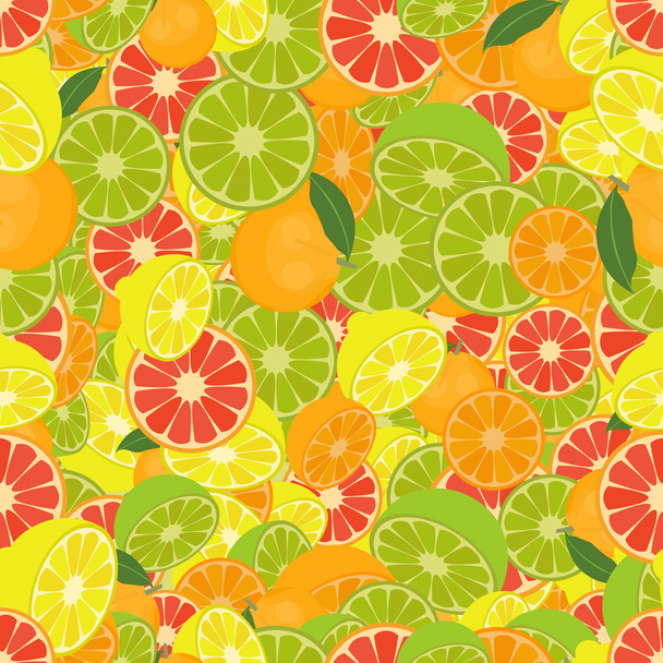 Seamless colorful background made of citrus fruits - Vector, Image
