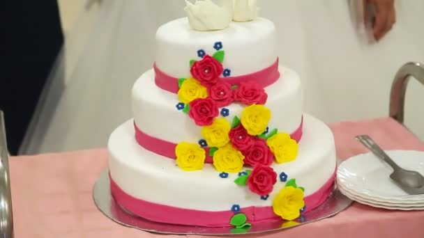 řezání svatební dort - Záběry, video