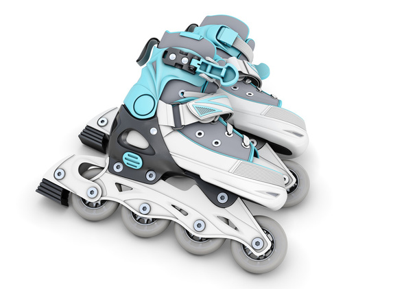 Pair of roller skates on a white - Zdjęcie, obraz